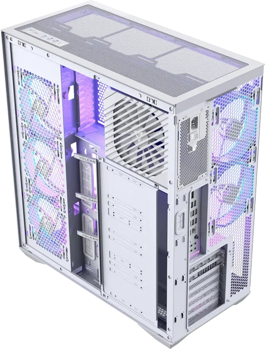 Modecom Volcano Space XL ARGB 5F White, weiß, Glasfenster