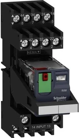 Schneider Electric Miniaturrelais 4W 6A 24VAC Prüftaste Sockel komb. Bügel Schild montiert