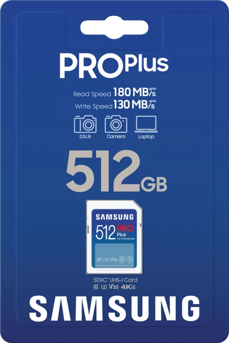 Samsung PRO Plus for Professionals R180/W130 512GB, UHS-I U3, Class 10