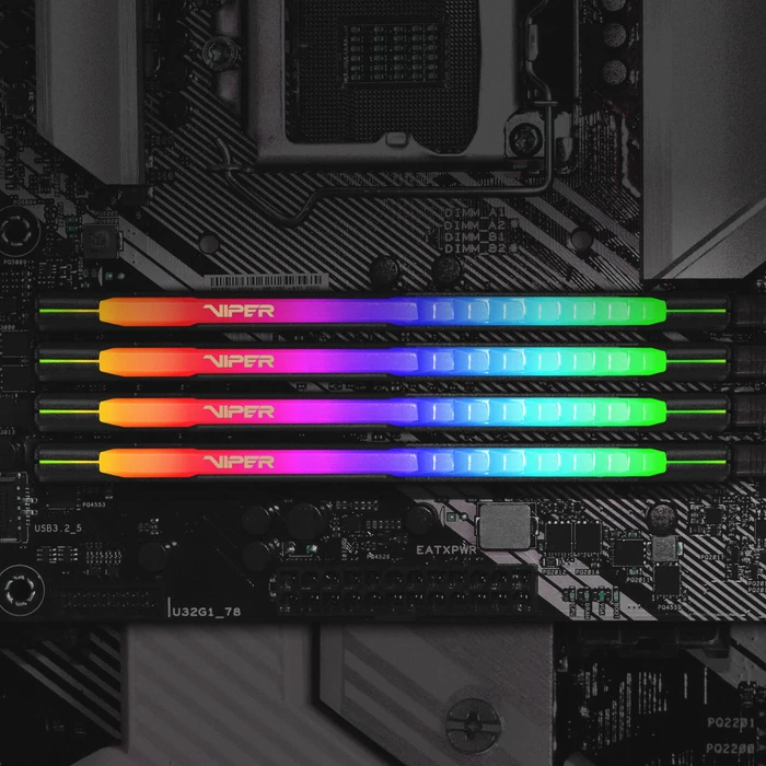 Patriot Viper Steel RGB UDIMM 64GB Kit, DDR4-3200, CL18-22-22-42