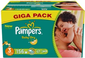 Pampers Baby-Dry Gr.3 Einwegwindel, 4-9kg, 156 Stück