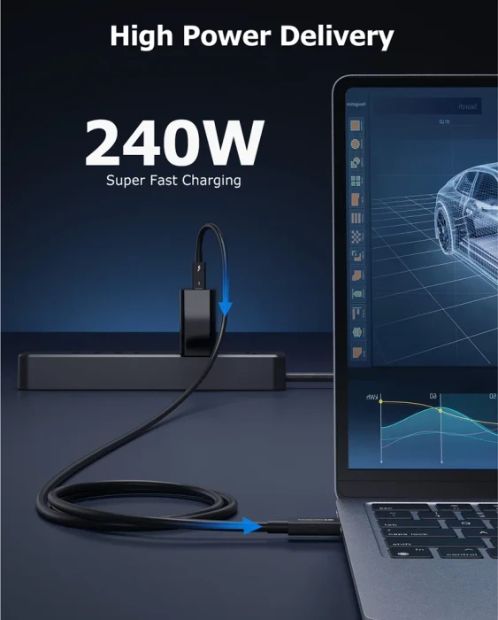 Cable Matters Thunderbolt 5 Kabel, 240W, schwarz, 0.3m (verschiedene Markenbezeichnungen)