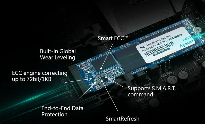 Apacer AS2280P4 480GB, M.2 2280 / M-Key / PCIe 3.0 x4