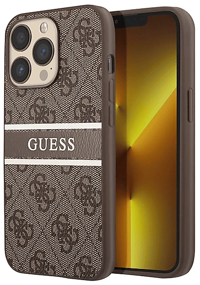 Guess Hard Cover 4G Printed Stripe für Apple iPhone 13 Pro braun
