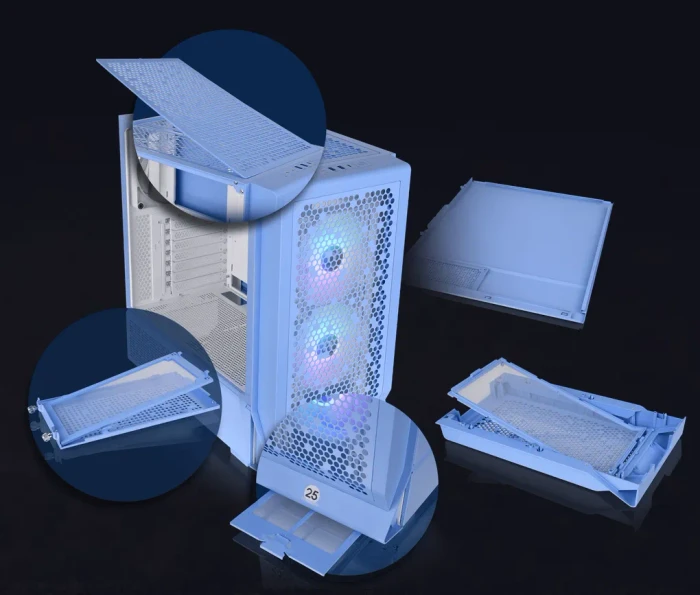 Thermaltake Ceres 330 TG ARGB Hydrangea Blue, blau, Glasfenster