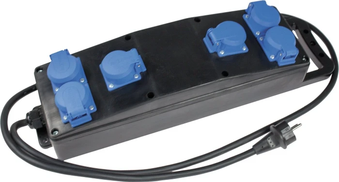 as-Schwabe Vollgummi Steckdosenleiste S1, 2m, 6-fach, 2m