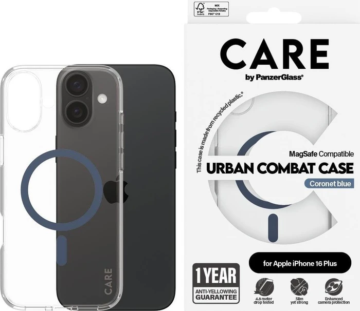 PanzerGlass Care Flagship Case Urban Combat MagSafe für Apple iPhone 16 Plus Coronet Blue