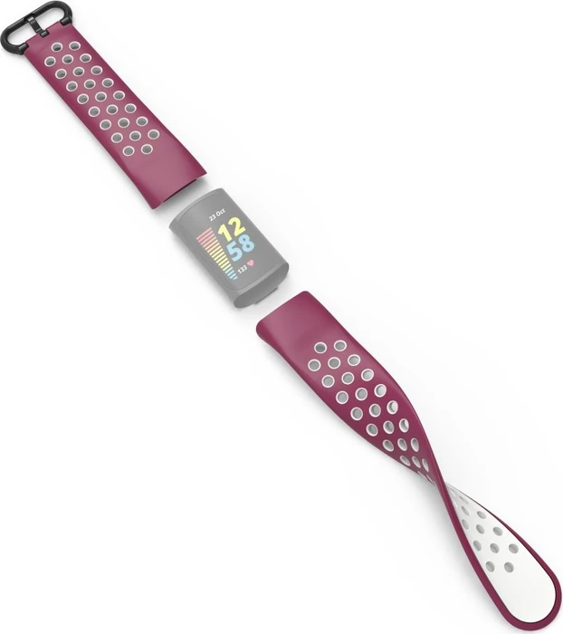 Hama Ersatzarmband für Fitbit Charge 5 Silikon grau/rot