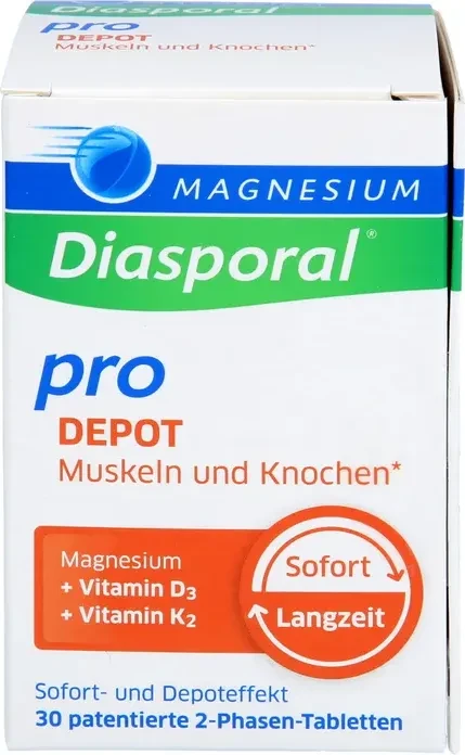 Magnesium Diasporal Pro Muskeln und Knochen 2-Phasen-Tabletten, 30 Stück