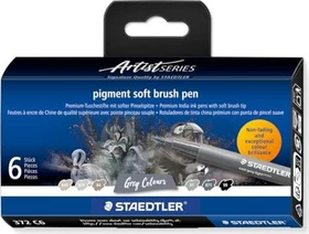 Staedtler pigment soft brush pen 372 greys sortiert, 6er-Set