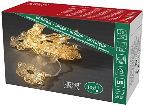 Konstsmide Dekolichterkette Metallblumen gold LED 10x warmweiß