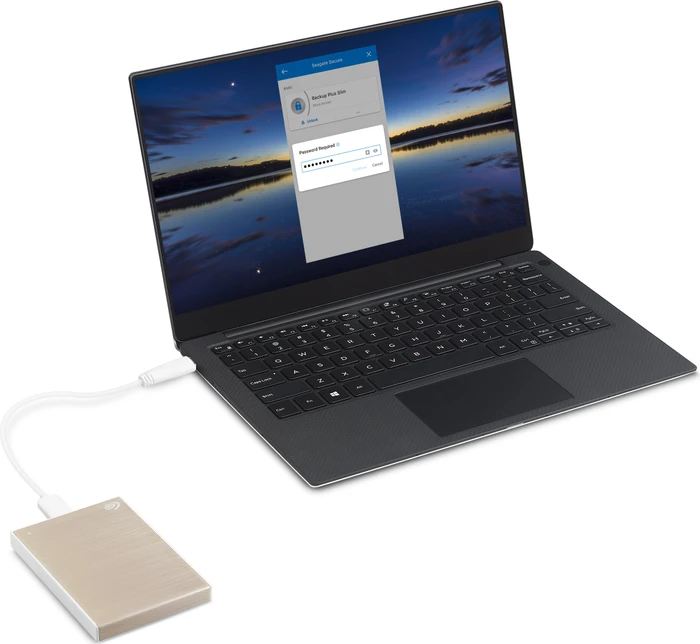 Seagate Backup Plus Slim Portable, gold/grau, 1TB, USB 3.0 Micro-B