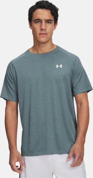 Under Armour Tech Textured Funktionsshirt kurzarm jasper blue/white (Herren)
