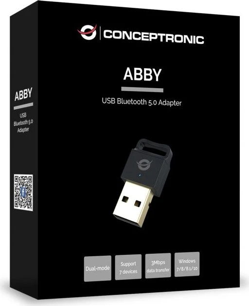 Conceptronic ABBY06B Bluetooth USB Adapter, Bluetooth 5.0, USB-A 2.0 [Stecker]
