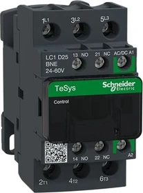 Schneider Electric Leistungsschütz LC1D 3p, +1S+1Ö, 11 kW, 25 A, 400 V AC3, Spule 24-60 V AC/DC