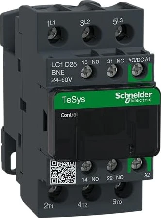 Schneider Electric Leistungsschütz LC1D 3p, +1S+1Ö, 11 kW, 25 A, 400 V AC3, Spule 24-60 V AC/DC