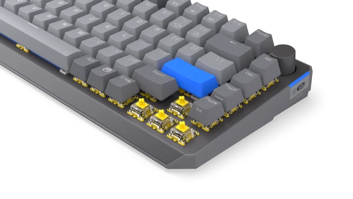 Endorfy Thock V2 75% Wireless, PBT, grau, LEDs RGB, hot-swap, Endorfy YELLOW, USB/Bluetooth, US