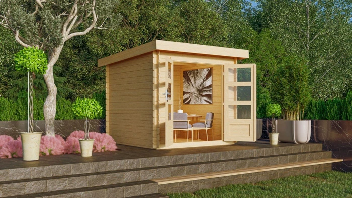 Karibu Bastrup 2 Gartenhaus natur