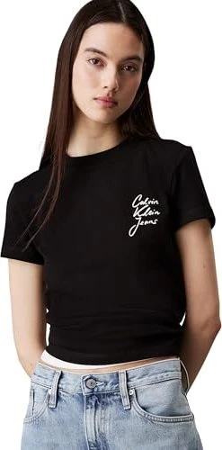 Calvin Klein Logo Slim Fit T-Shirt kurzarm ck black (Damen)