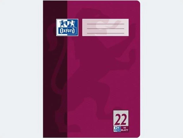 Oxford Schulheft, A4, Lineatur 22, pflaume, 16 Blatt, 15er-Pack