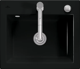 Villeroy & Boch Subway 60 S Einbau Becken mittig mit Ablauffernbedienung pure black