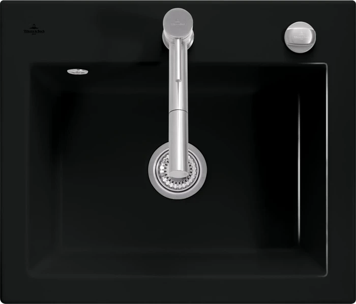 Villeroy & Boch Subway 60 S Einbau Becken mittig mit Ablauffernbedienung pure black