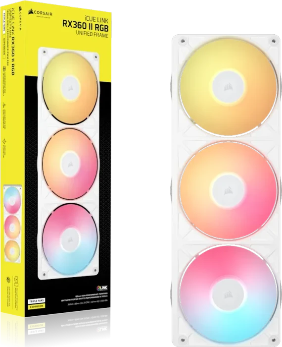 Corsair iCUE LINK RX360 II Unified Frame RGB, weiß, 3x 120mm