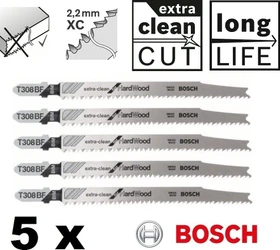 Bosch Professional T308BF BIM Extra-Clean for Hard Wood Stichsägeblatt, 117mm, 5 Stück