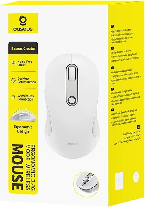 Baseus F02 Ergonomic 2.4G Mode Wireless Mouse, weiß/grau, USB