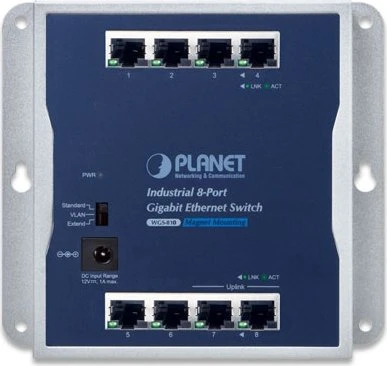 Planet WGS-800 Industrial Wallmount Gigabit Switch, 8x RJ-45