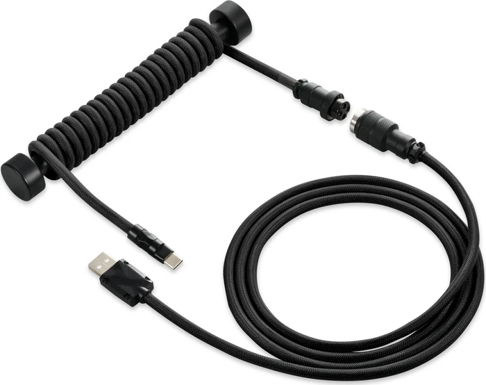 Sharkoon Skiller SGK50 Aviator Cable Set, USB-C [Stecker] auf USB-A [Stecker], Tastaturkabel (Spiral-Textilkabel), 1.85m, schwarz