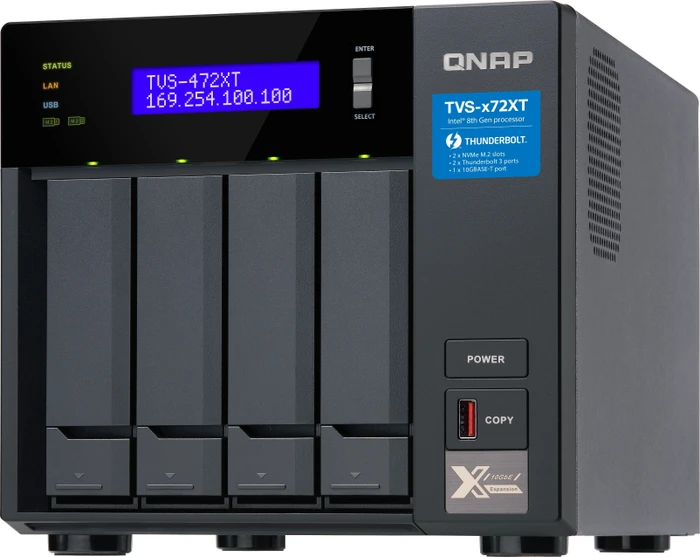 QNAP QuTS hero TVS-472XT-i5-4G, 4GB RAM, 1x RJ-45 10GBase-T, 2x RJ-45 1000Base-T