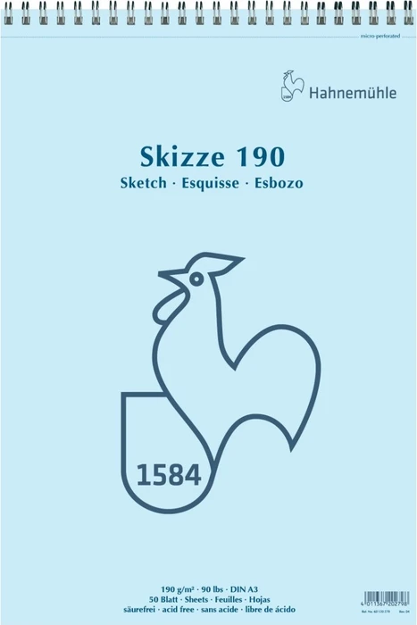 Hahnemühle Skizze 190 Skizzenblock Spiralbindung, A3, 50 Blatt