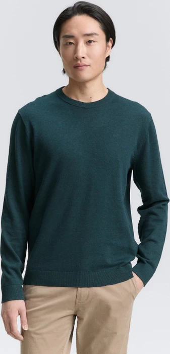 Tom Tailor Basic Baumwolle Strickpullover sapphire green melange (Herren)
