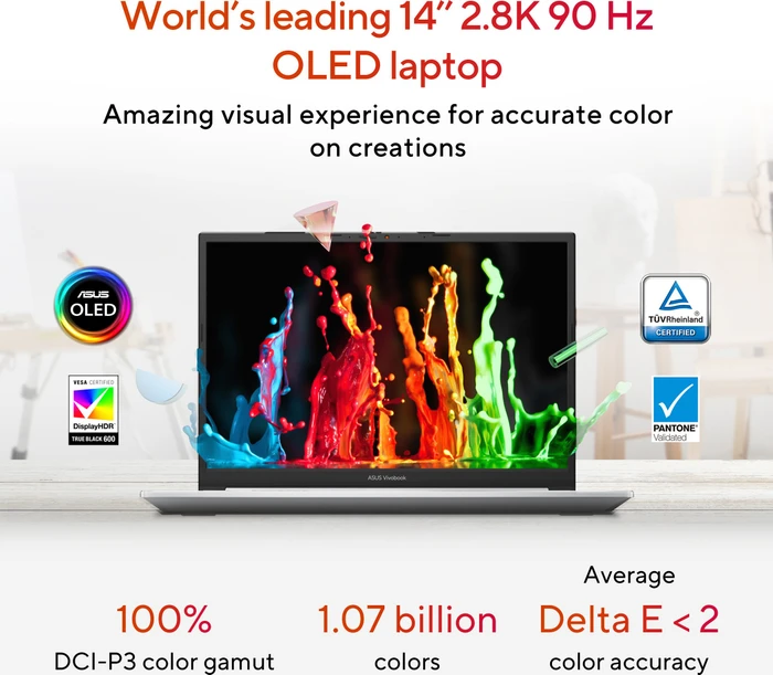 ASUS VivoBook Pro 14 OLED M6400RC-KM003W, Cool Silver, Ryzen 7 6800H, 16GB RAM, 1TB SSD, GeForce RTX 3050, DE