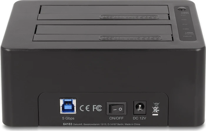DeLOCK USB Dual Dockingstation mit Klon Funktion und Card Reader, SATA 6Gb/s, USB-B 3.0 [Buchse]