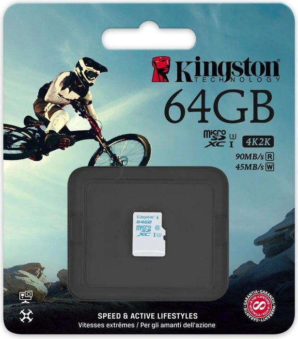 Kingston Action Camera R90/W45 64GB, UHS-I U3, Class 10