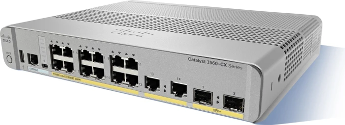 Cisco Catalyst 3560-CX Compact IP Base Desktop Gigabit Managed Switch, 14x RJ-45, 2x SFP+, 240W PoE+