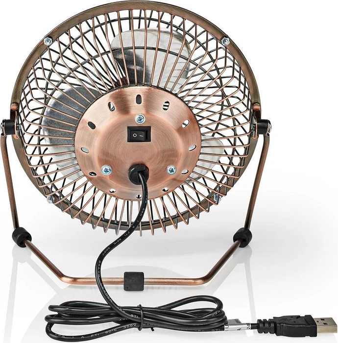 Nedis FNDK1CO15 USB Mini Tischventilator aus Metall 15cm kupfer