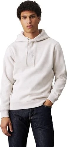 Calvin Klein Monogramm Fleece Hoodie ivory grey heather (Herren)