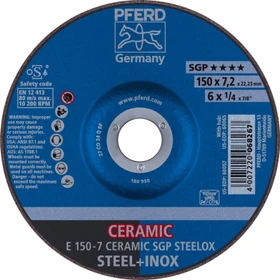 Pferd E 150-7 CERAMIC SGP STEELOX Schleifscheibe, 150x7.2x22.23mm, 10 Stück