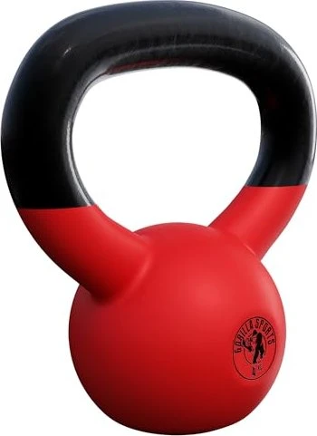Gorilla Sports Red Rubber Kettlebell Hantel 4kg