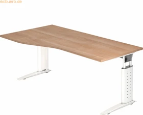 Hammerbacher Ergonomic Plus U-Serie US18/N/W Schreibtisch 180x100cm Nussbaum/weiß