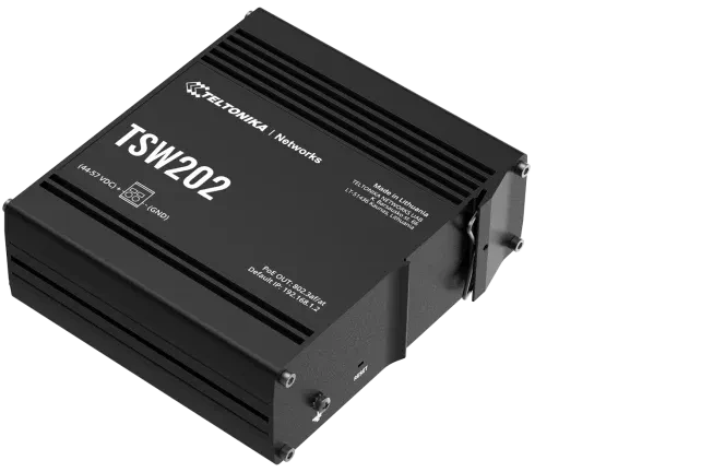 Teltonika TSW Industrial Railmount Gigabit Managed Switch, 8x RJ-45, 2x SFP, 240W PoE+, Profinet Class B