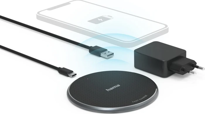 Hama Wireless Charger Set QI-FC10 10W kabelloses Smartphone-Ladepad schwarz