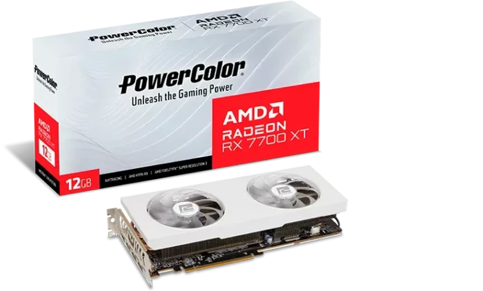 PowerColor Spectral White Radeon RX 7700 XT, 12GB GDDR6, HDMI, 3x DP