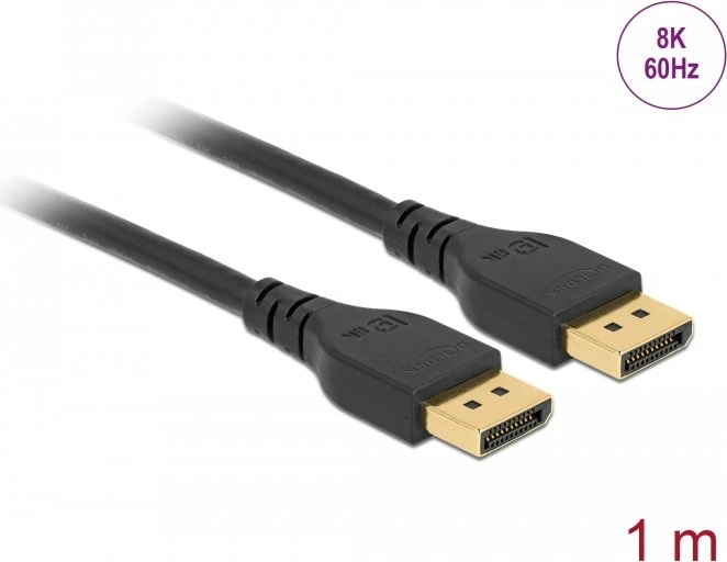 DeLOCK DisplayPort 1.4 Kabel 8K 60Hz ohne Arretierung schwarz, 1m