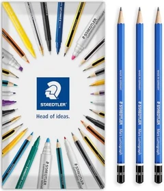 Staedtler Mars Lumograph 100 Bleistift H graphit, blau, 3er-Pack
