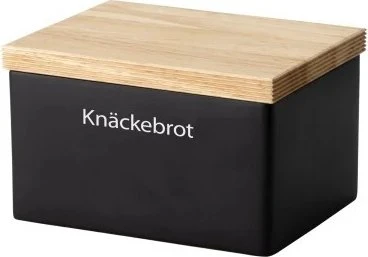 Continenta Vorratsdose mit Holzdeckel Knäckebrot matt schwarz