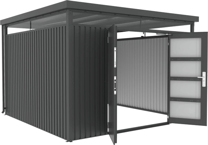 Floraworld Systemhaus Q10 Gerätehaus 314x314cm metallic schwarz